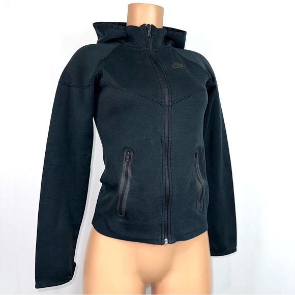 Nike Womens XS Black Full Zip Fitted Style Hoodie Activewear Jacket Cotton Blend - Picture 2 of 13